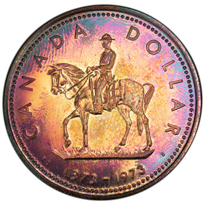 SOLD Canada 1973 RCMP $1 Silver Dollar Coin - Purple / Mauve Toning