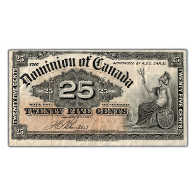 25 Cents 1900 Dominion of Canada Note Shinplaster Boville DC-15b - VF