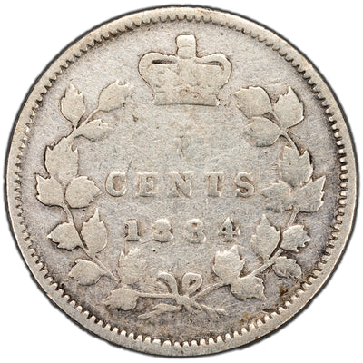 SOLD Canada 1884 5 Cents Silver Coin - Key Date - G-4