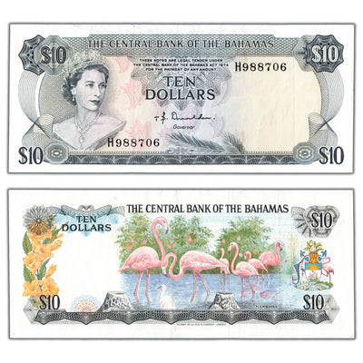 SOLD Bahamas 1974 $10 Ten Dollars Note P #38 - Crisp VF/EF