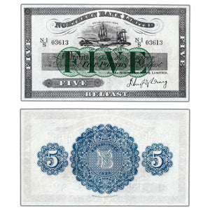 SOLD Ireland Northern Bank Limited 1943 5 Five Pounds Note P #180b - AU+