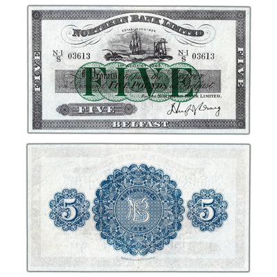 SOLD Ireland Northern Bank Limited 1943 5 Five Pounds Note P #180b - AU+