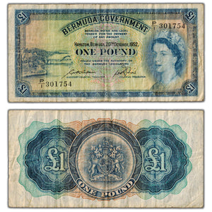 Bermuda 1952 1 One Pound Note P #20a - F/VF
