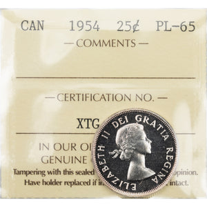 SOLD Canada 1954 25 Cents Quarter Coin - ICCS PL-65
