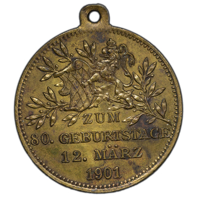Germany Bavaria 1901 Medallion 80th Birthday of Prince Regent Lutpold 27mm