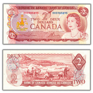 SOLD $2 1974 Bank of Canada Note RM Prefix BC-47a - 3 Digit Radar - Ch UNC