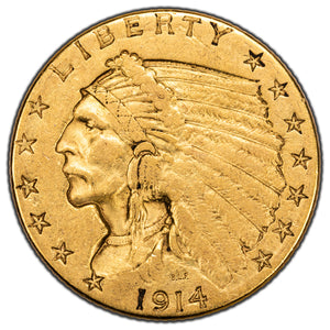 SOLD United States 1914 $2 1/2 Quarter Eagle Gold Coin