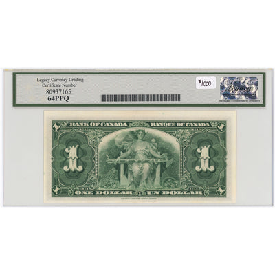 SOLD $1 1937 Bank of Canada Note H/A Narrow Panel BC-21b - Legacy UNC-64 PPQ