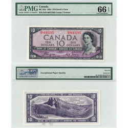SOLD $10 1954 Bank of Canada Note Devil Face D/D Prefix BC-32a - PMG Gem UNC-66 EPQ