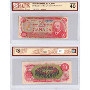 SOLD $50 1975 Bank of Canada Note *HC Replacement Prefix BC-51aA - BCS EF-40