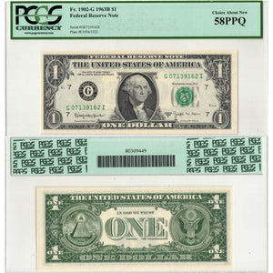 SOLD United States 1963 $1 Note Chicago Fr. 1902-G - PCGS AU-58 PPQ
