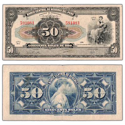 Peru 1947 50 Soles de Oro Note P #68Aa - Circulated