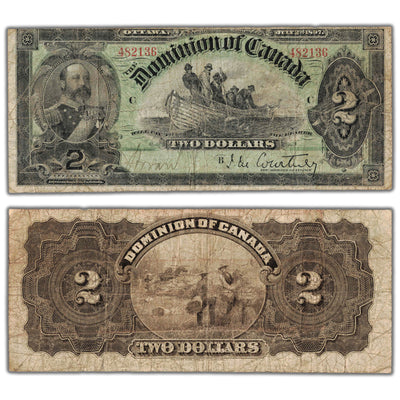 SOLD $2 1897 Dominion of Canada Note Courtney DC-14b