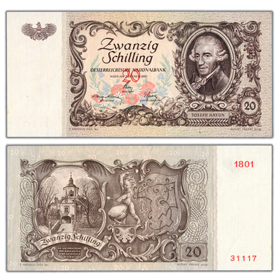 Austria 1950 20 Twenty Schilling Note P #129a - EF+