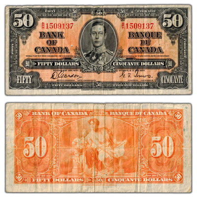 $50 1937 Bank of Canada Note Gordon-Towers B/H Prefix BC-26b - Fine