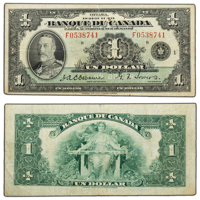 SOLD $1 1935 Banque Du Canada French Text Note BC-2 - F/VF