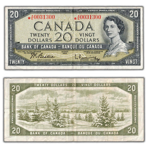 SOLD $20 Bank of Canada Note *A/E Replacement Prefix BC-41bA - 3 Digit Radar