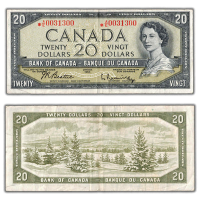 SOLD $20 Bank of Canada Note *A/E Replacement Prefix BC-41bA - 3 Digit Radar