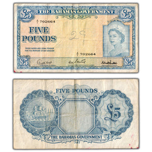 SOLD Bahamas 1936 (1961) 5 Five Pounds Note P #16c - Writing