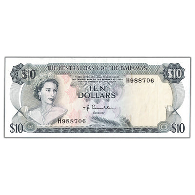 SOLD Bahamas 1974 $10 Ten Dollars Note P #38 - Crisp VF/EF