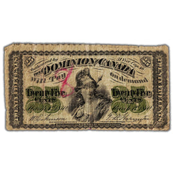 SOLD 25 Cents 1870 Dominion of Canada Shinplaster Note Plain DC-1c - Writing