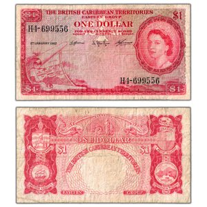 SOLD British Caribbean Territories 1962 $1 One Dollar Note P #7c - Fine