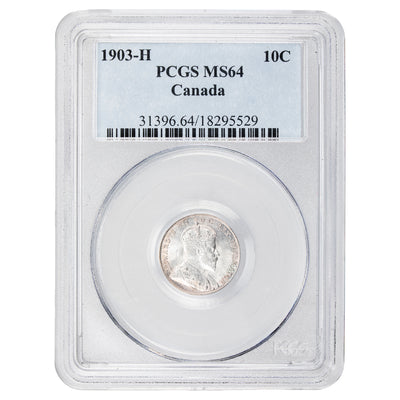 Canada 1903-H 10 Cents Dime Silver Coin - PCGS MS-64