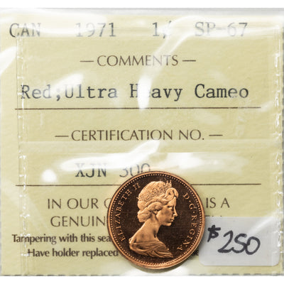 SOLD Canada 1971 1 Small Cent Coin - ICCS SP-67 Red UHC