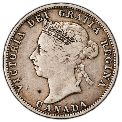 SOLD Canada 1892 25 Cents Quarter Silver Coin - F/VF