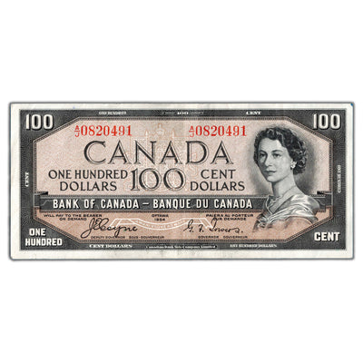 SOLD $100 1954 Bank of Canada Note Devil Face Coyne-Towers BC-35a - VF