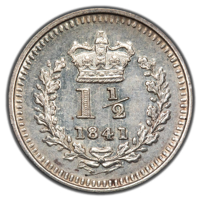 SOLD Great Britain 1841 1 1/2 Pence Silver Coin - Cleaned