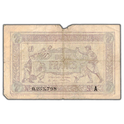 France N.D (1917) 2 Francs Note P #M3 - Damaged