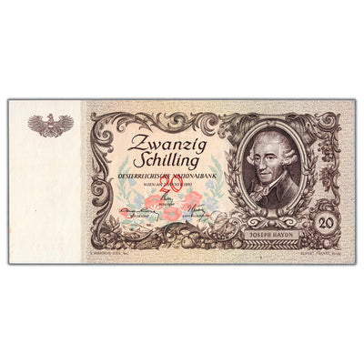 Austria 1950 20 Twenty Schilling Note P #129a - EF+