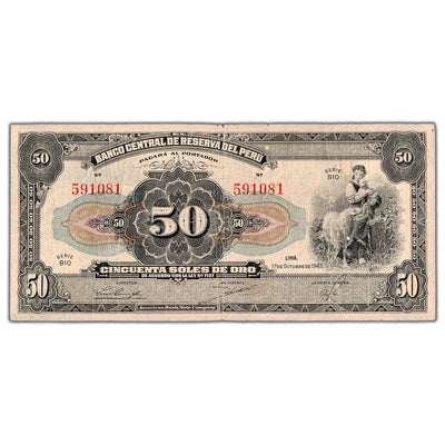 Peru 1947 50 Soles de Oro Note P #68Aa - Circulated