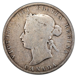 SOLD Canada 1875-H Blunt 5 25 Cents Quarter Silver Coin - Good