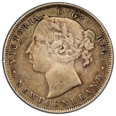 Newfoundland 1899 Large 99 20 Cents Silver Coin - Very Fine