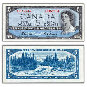 SOLD $5 1954 Bank of Canada Note Devil Face A/C Prefix BC-31a - EF