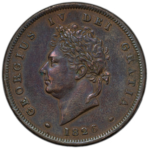 SOLD Great Britain 1826 1 One Penny Coin KM #693 - Old Cleaning