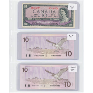 SOLD $10 1954-89 Bank of Canada Notes - Lot of 6 - Retail $120