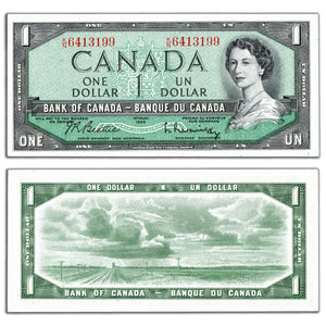 SOLD $1 1954 Bank of Canada Note Beattie-Rasminsky K/N Prefix BC-37b - Light Handling