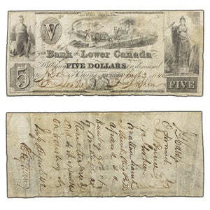 SOLD $5 1842 Bank of Lower Canada Quebec Note #410-10-10