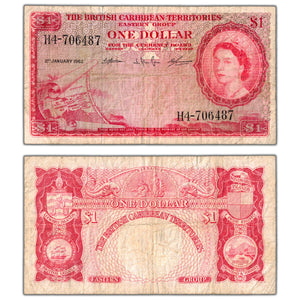 SOLD British Caribbean Territories 1962 $1 One Dollar Note P #7c - Fine