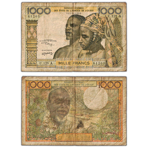 SOLD West African States Ivory Coast ND (1959-65) 1000 Francs Note P #103Ak - Circulated