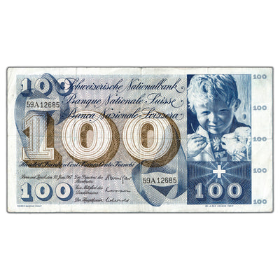 Switzerland 1967 100 Francs Note P #49j - Circulated