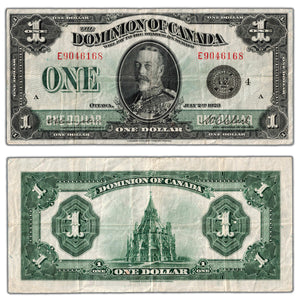 SOLD $1 1923 Dominion of Canada Note Black Seal Series E DC-25o - F/VF