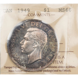 Canada 1949 $1 Silver Dollar Coin - ICCS MS-66