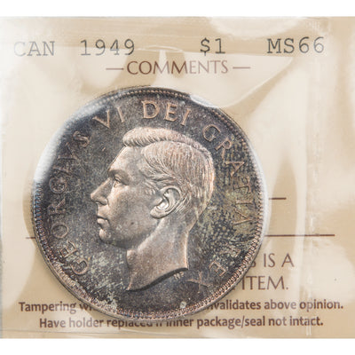 Canada 1949 $1 Silver Dollar Coin - ICCS MS-66