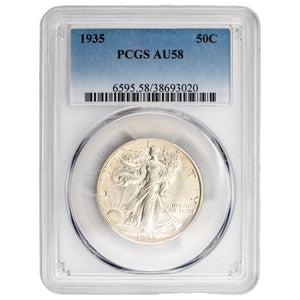 SOLD United States 1935 50 Cents Walking Liberty Half Dollar Silver Coin - AU-58