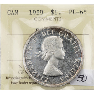 SOLD Canada 1959 $1 Silver Dollar Coin - ICCS Proof-Like PL-65 Cameo