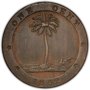 SOLD Liberia 1862 One Cent Coin KM #3